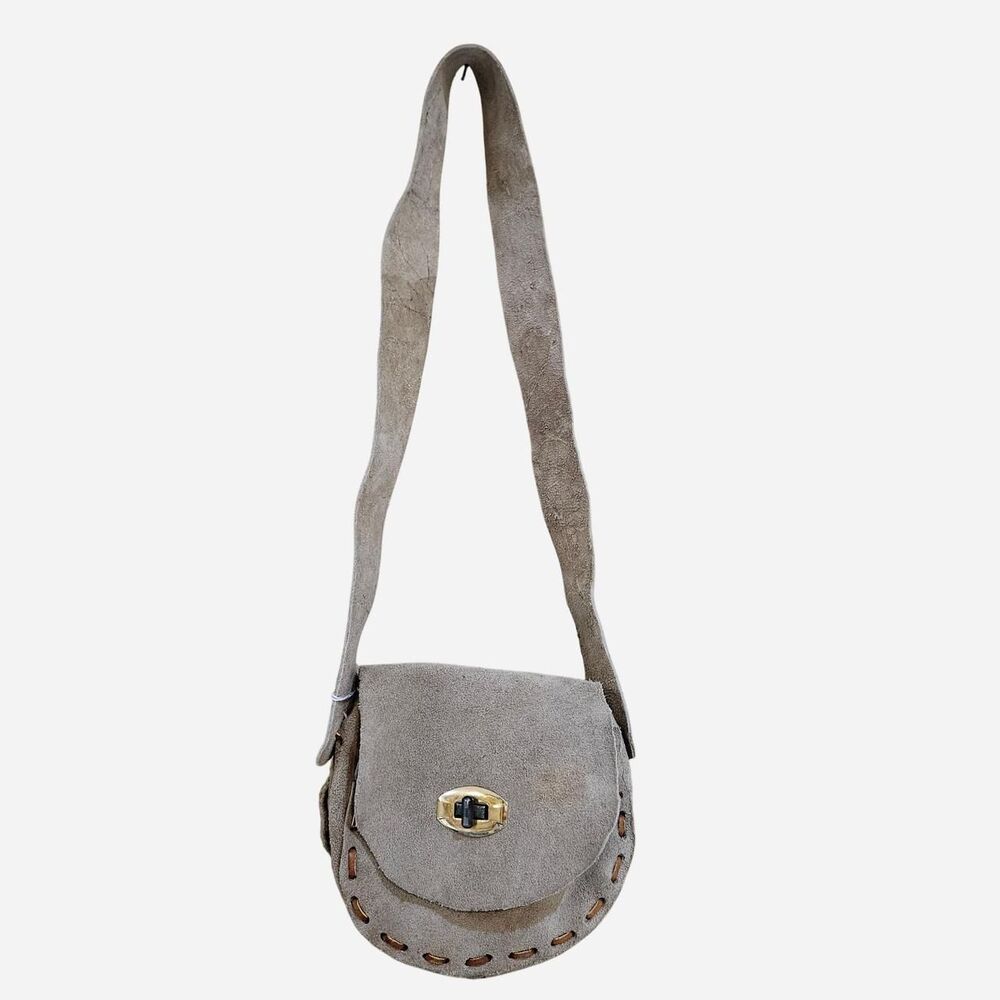 vintage boho western beige small suede bag